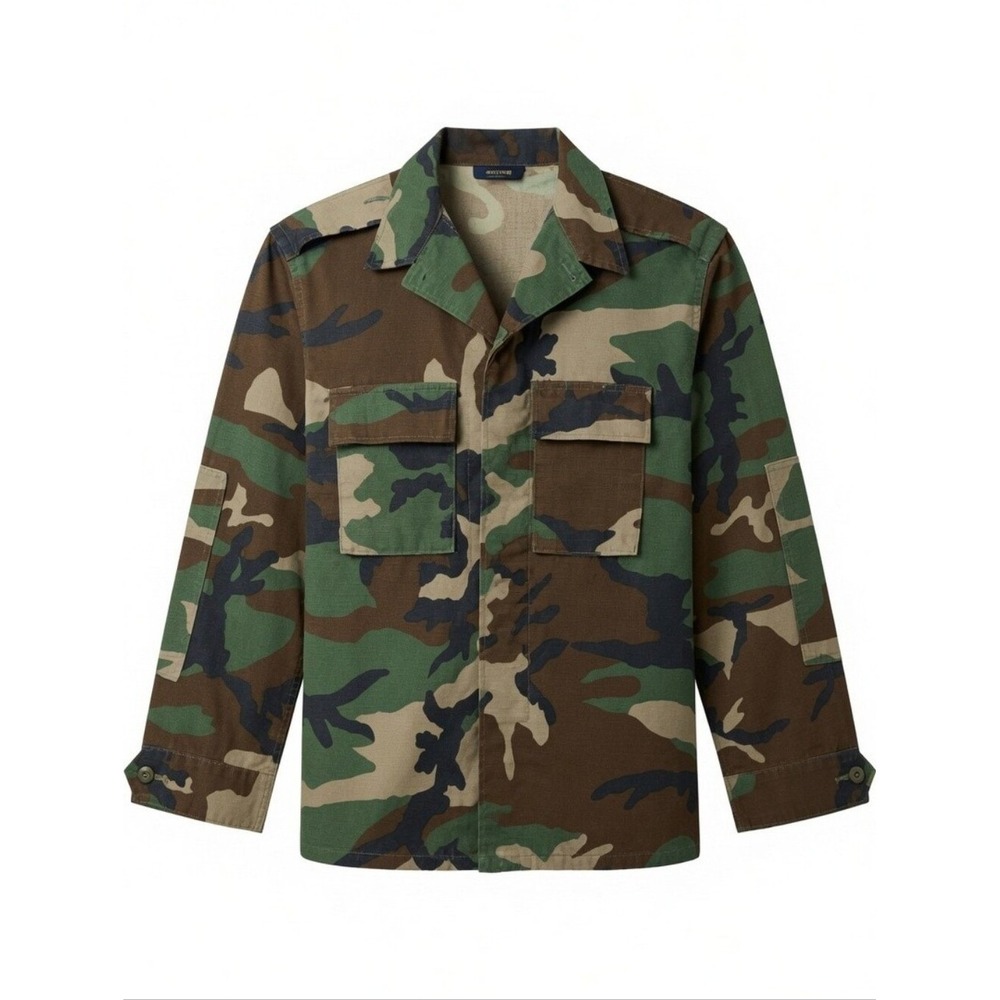 Unbranded Mens Field Jacket Size Medium Regular Green Camo Ripstop Woodland
